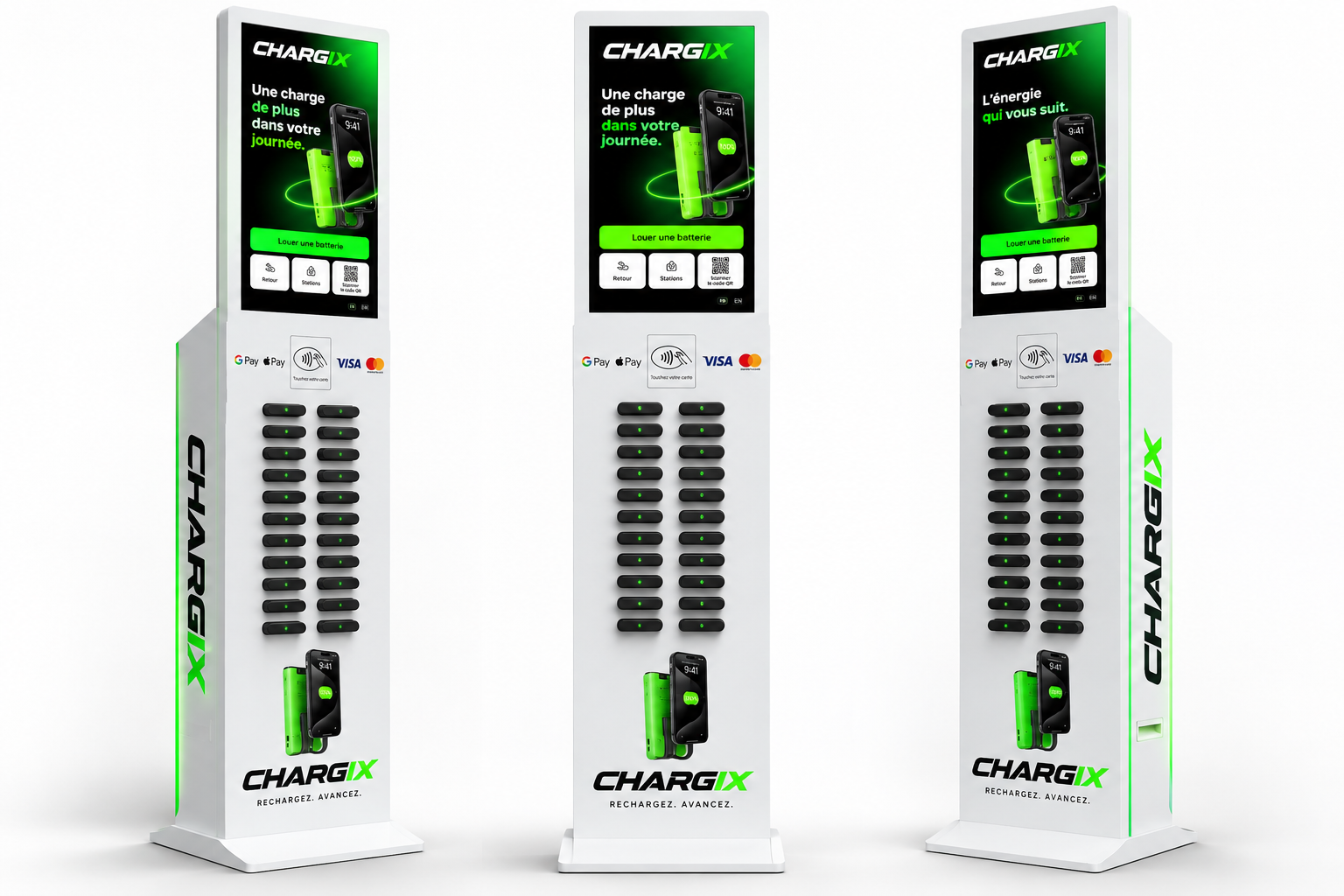 Trois perspectives du concept de borne Chargix